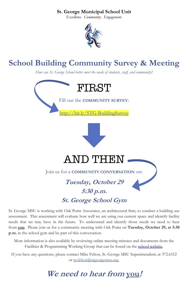 School Building Community Survey and Meeting Poster