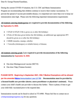 Immunizations for Fall 2020
