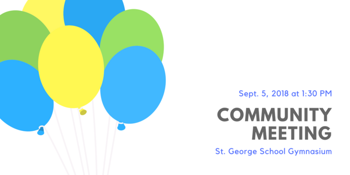 Celebratory balloons for the upcoming community meeting